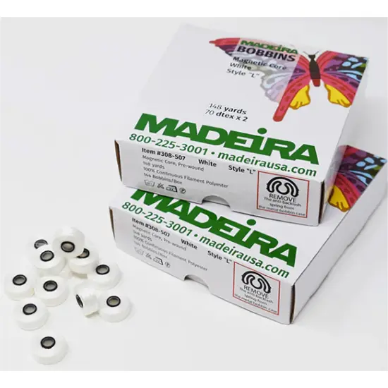 Madeira Sided Bobbin White L High-Quality Sewing Accessory {2}