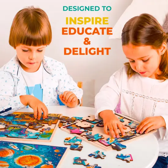 28 Pieces Wooden Puzzles for Kids | Space {5}