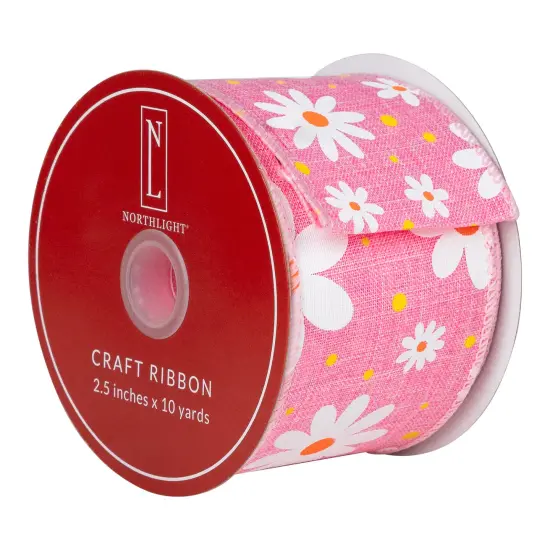 Northlight Pink and White Floral Spring Easter Wired Craft Ribbon 2.5" x 10 Yards {6}