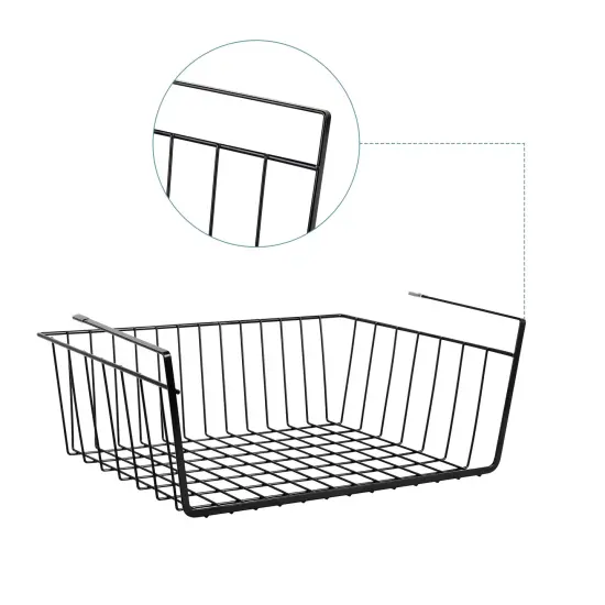 4pcs Stackable Shelf Hanging Basket Organizer, Black {3}