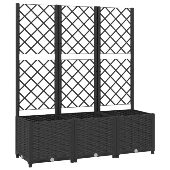 vidaXL Garden Planter with Trellis Black 47.2x15.7x53.5 PP {2}