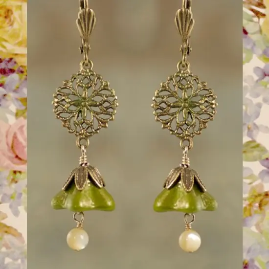 Antiqued Brass Leafy Brass Bead Caps 6mm - Set of 24 - AB-BC06 {4}