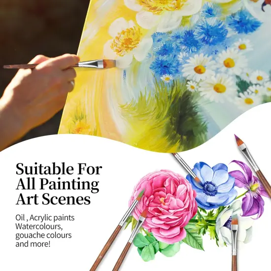 29 pcs Paint Brush Set,GETHPEN Acrylic Paint Brushes,Artist Series with Wide Flat,Round, Filbert, Flat, Fan,Angle,Dagger,Cat Tongue,Detail Brush,Rigger for Oil, {3}