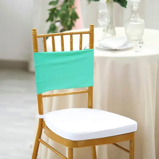 10 Pieces Bright Tiff Blue or Aqua Blue Spandex Chair Bands 7 x 13 Inches {3}