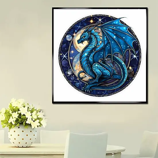 5D Dragon Stain Glass Diamond Painting Kit - 14X14 Inch {2}