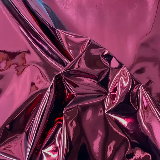 1 Yard Chrome Reflective Mirror Vinyl Fabric For Handbags Upholstery Crafts 54 Inch Width Pink {4}