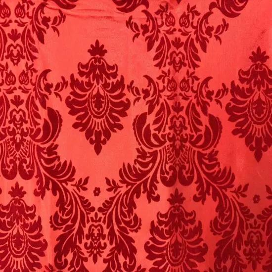 1 Yard Damask Flocked Taffeta Fabric For Drapery Costume Home Decor Crafts 60 Inch Width Red/Red {1}