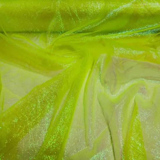 1 Yard Crush Iridescent Organza Fabric Lightweight Sheer Nylon Acrylic for Decor Costumes 44/45 Inch Width NeonYellowiridescent {1}