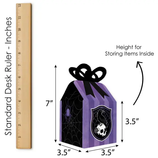 Big Dot of Happiness Goth Girl Bow Boxes, Black and Purple Halloween or Gothic Birthday Party Square Favor Gift Boxes - Set of 12 {7}