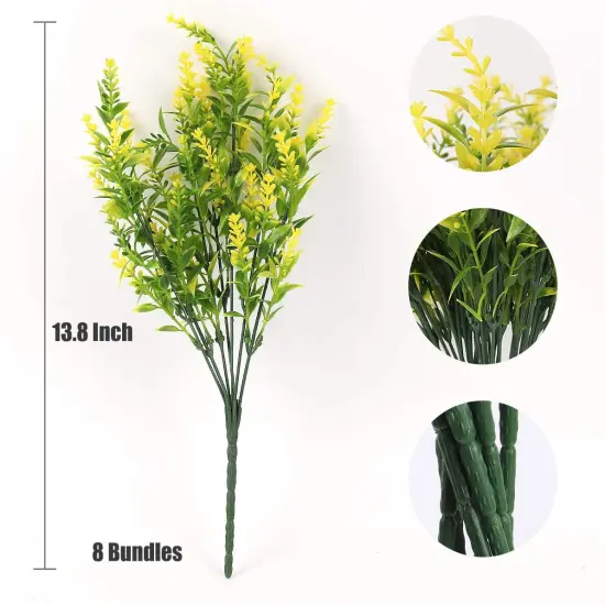 8 Bundles Artificial Lavender Bush Flowers (Yellow) {2}