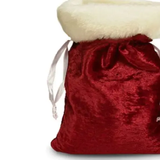 Small Christmas Velvet Bag with Plush Faux Fur 5" x 7" {4}