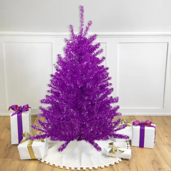 Northlight 4.5' Metallic Purple Tinsel Artificial Christmas Tree -Unlit {1}
