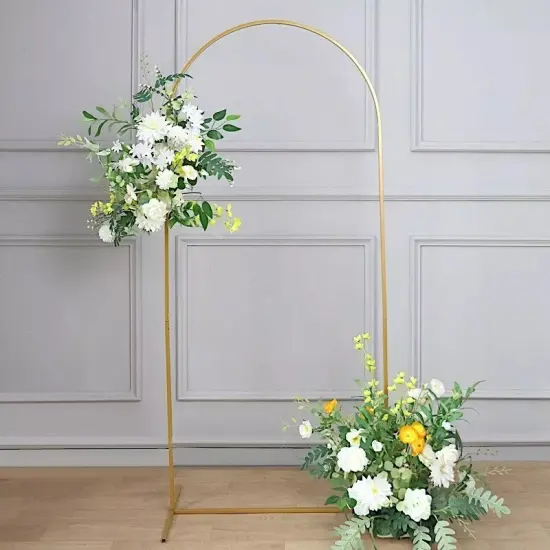 6 ft Gold Metal Floral Display Frame Round Top BACKDROP STAND Wedding Arch Event {4}