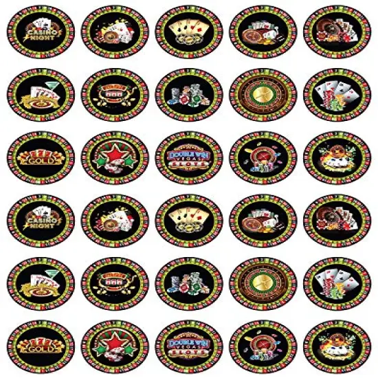 Edible Cupcake Toppers Casino Collection Themed Uncut Edible on Wafer Sheet {1}