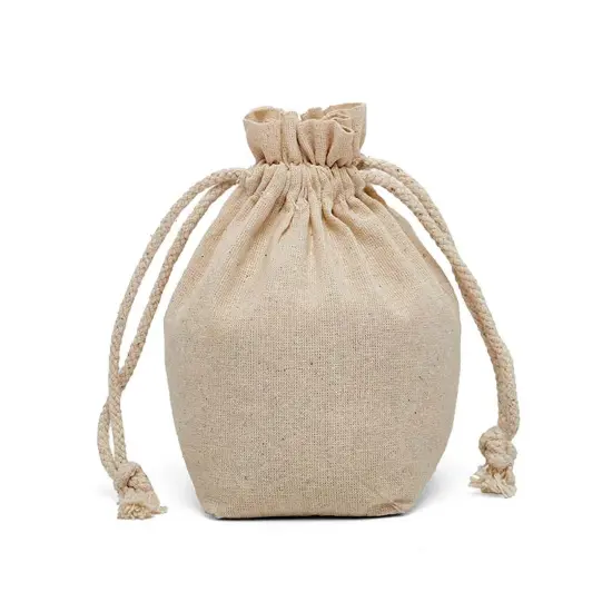 Durable Cotton Muslin Storage Bags 7" x 6 1/2" x 4" {1}