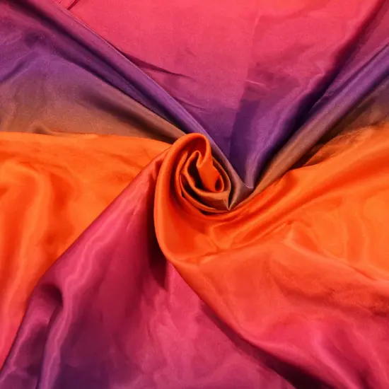 Multi Color Rainbow Satin Fabric 60" Wide Silky Charmeuse with Ombre Color Wave Purple Orange Rainb {5}