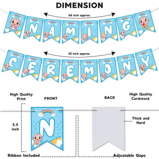 Baby Naming Ceremony Banner Baby Shower Decoration - Sign for Backdrop Decor Party Supplies Event Decorations Favors Naming Ceremony for Girls Boys {2}