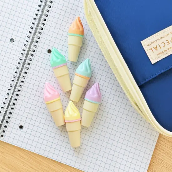 Wrapables Cute and Colorful Highlighters, Marker Pens, Stationery Supplies (Set of 6), Ice Cream {6}
