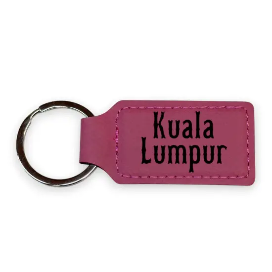Keychain - Rectangle - Kuala Lumpur - Leather Pink/Black {2}