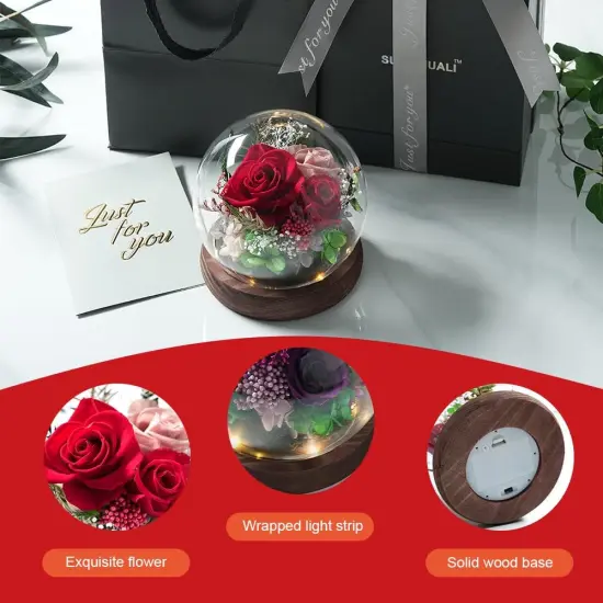 Preserved Flowers in Glass Dome, Long-Lasting Eternal Roses Birthday Gifts for Women Mom Grandma Wife Girlfriend Forever Flowers for Delivery Prime {3}