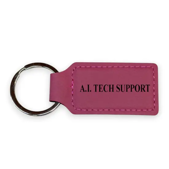 Keychain - Rectangle - A.I. Tech Support - Leather Rawhide/Black {3}
