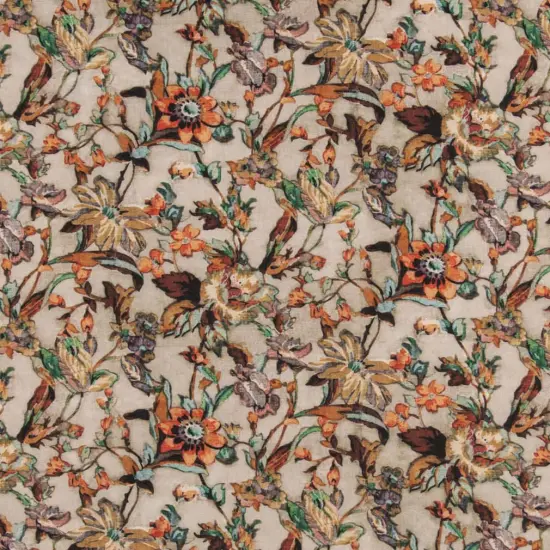 Smoke - Brown,Grey & Silver,Orange & Rust Floral Upholstery Fabric 54 Inches" {1}