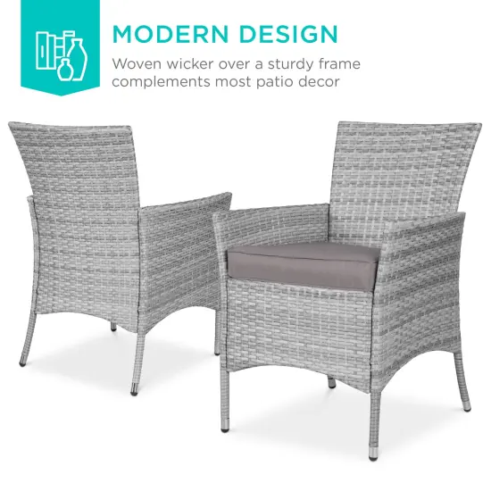 Best Choice Products 5-Piece Indoor Outdoor Wicker Patio Dining Table Furniture Set w/ Umbrella Cutout, 4 Chairs Gray {2}