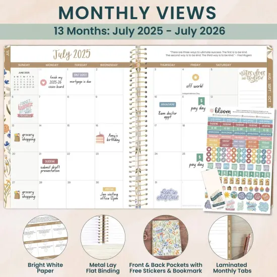 bloom daily planners 2025-26 Academic Planner, Soft Cover, 8.5" x 11", Whimsical Wildflowers {3}