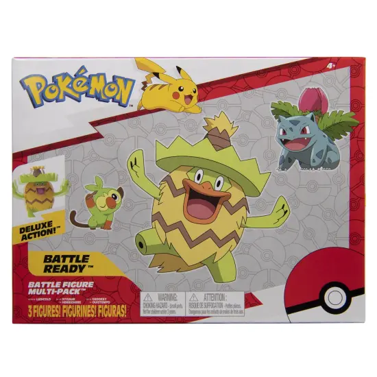 Pokemon Pok&eacute;mon Battle Figure, Grass-Type Theme with 3 Pack Ludicolo, Ivysaur, Grookey - {3}