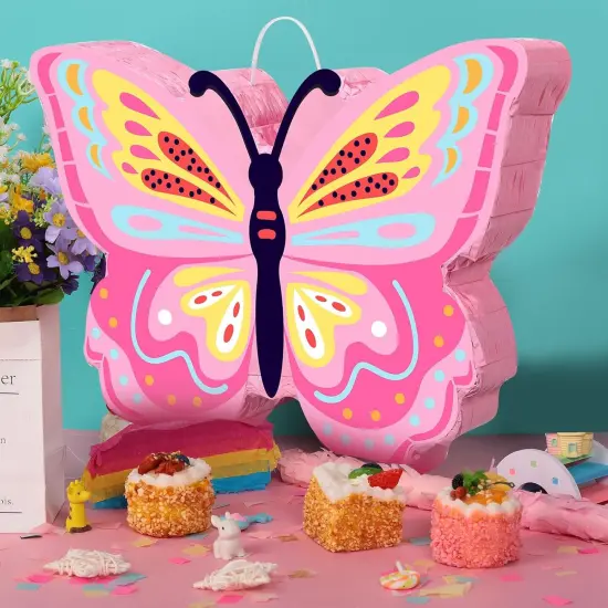 Butterfly Pi&ntilde;ata Girls Butterfly Party Supplies Fairy Woodland Set - Pink Birthday Pi&ntilde;ata with Stick and Blindfold Mask for Birthday Baby Shower Party Supplies Decoration {3}