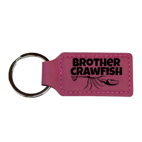 Keychain - Rectangle - Brother Crawfish - Leather Black/Silver {2}