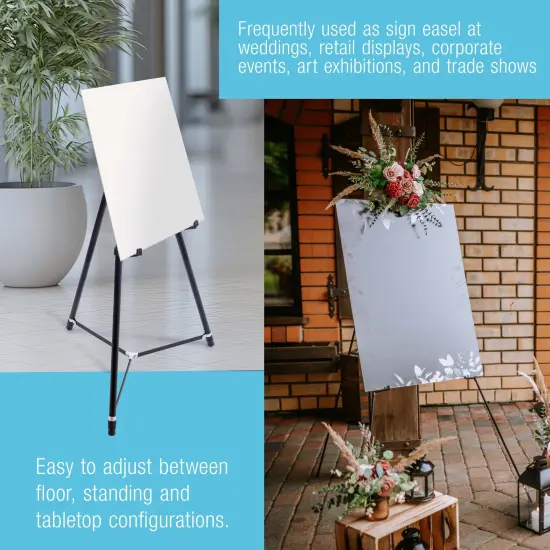 66" High Black Metal Display Easel (10 Pack) - Large Adjustable Height Portable Easel Stand, Sign Display, Holds 25 lbs - Floor & Tabletop Easels, Painting Stand {5}