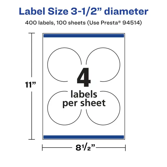 Avery Matte Clear Labels,3-1/2" diameter Round {5}