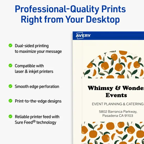 Avery Printable Arched Flat Cards, Sure Feed Technology, 4-3/4" x 3-1/2", Matte Ivory Cardstock, Print-to-The-Edge, Laser/Inkjet Printable, 40 Total {2}