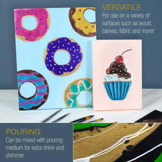 Professional 12 Color Set of Metallic Acrylic Paint, Large 75ml Tubes - Rich Vivid Pearl Colors for Artists, Students - Canvas, Paintings, Wood, Rocks {6}