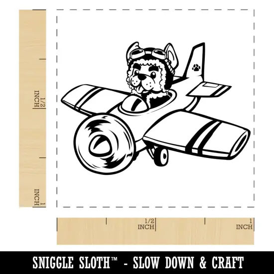 Puppy Pilot Dog in Airplane Self-Inking Rubber Stamp Ink Stamper Purple {1}