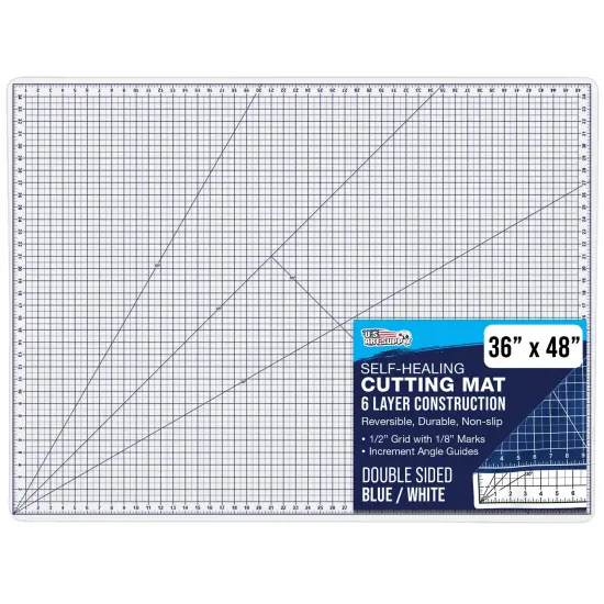 36" x 48" Self-Healing Cutting Mat 5-Ply - Double-Sided White/Blue Craft Mat, Non-Slip Cutting Mats for Crafts, Sewing, Quilting, Scrapbooking {1}