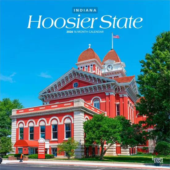 Hoosier State | Indiana Places | 2026 12 x 24 Inch (Hanging) Monthly Square Wall Calendar | Plastic-Free {1}