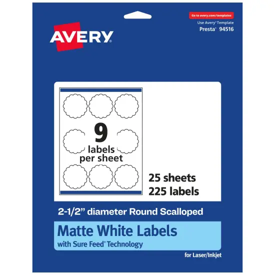 Avery White Round Scalloped Labels, 2.5" diameter {1}