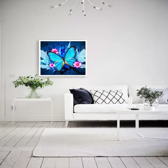 Acrylic Paint by Number Easy for Adults Kids Beginner, Drawing Paintwork with Paintbrushes,Arts Craft Home Wall Decor,Acrylic Pigment-Butterfly Flower 16x16 inch(No Frame) {2}