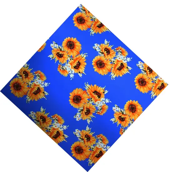 Sunflower Clusters Printed Spandex Fabric Black/Coral {7}