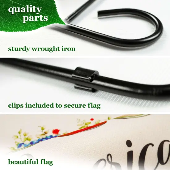 G128 Combo Pack Garden Flag Stand Black 36x16IN & Garden Flag Welcome America Mason Jars Printed 12x18IN Double Sided Yard Garden Lawn Decoration {4}