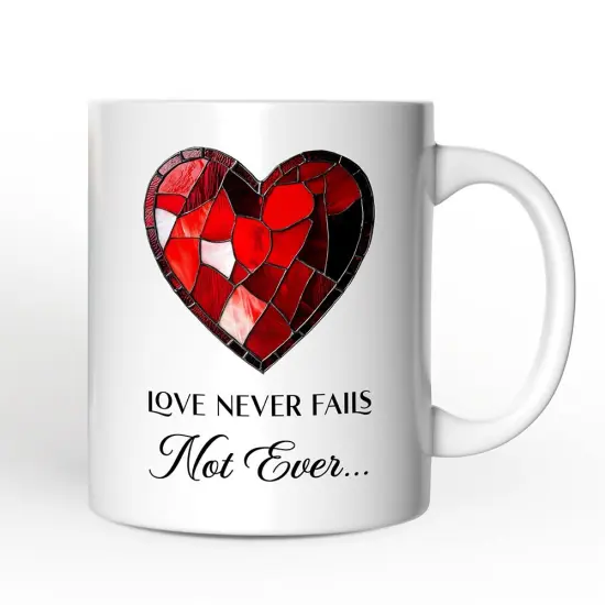 Heart Stained Glass Mug, Love Never Fails Gift {1}