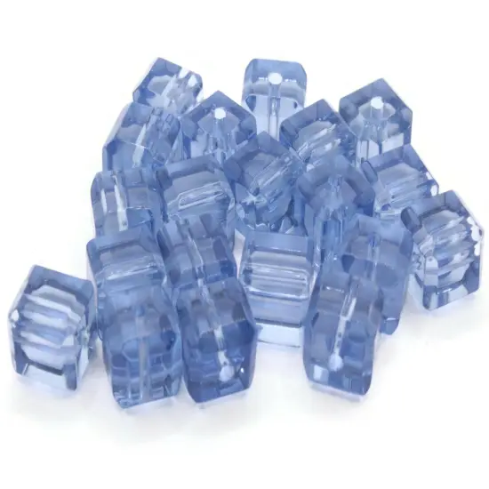 20 10mm Sky Blue Glass Cube Beads {5}