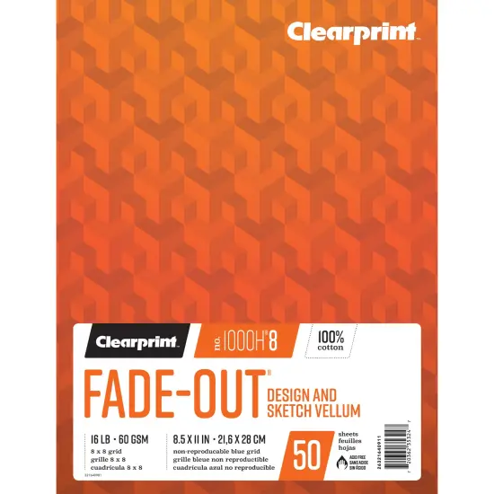 Clearprint 1000H Design Vellum Pad with Fade-Out Grid, 16 lb. / 60 GSM, 100% Cotton, 50 Sheets/Pad {1}
