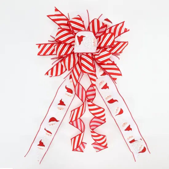 LaRibbons 1 1/2" Wired Ribbon | "Glitter Striped" White/Red | 10 Yard Roll {5}