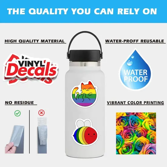 LGBT Pride Stickers 50Pcs Rainbow Stickers Vinyl Waterproof for LGBTQ Bi Trans Lesbian Pride Stuff, Gay Stickers for Laptop Case Water Bottle Helmet {5}