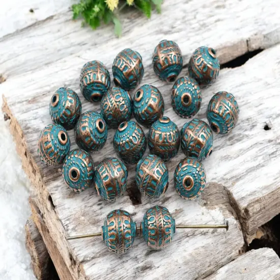 *20* 11x10mm Copper Patina Lantern Round Beads {2}