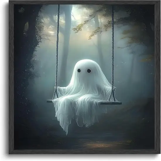 Cute Ghost Canvas Wall Art {1}