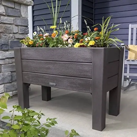 26-Inch Garden Bed with Faux Wood Look and Removable Planter Trays {3}